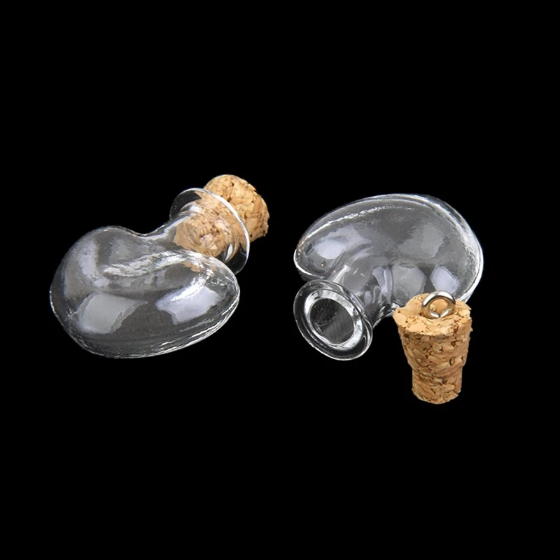 10pcs glass cork bottle glasses ampoules wool bottle pendants heart form glass cork pendants