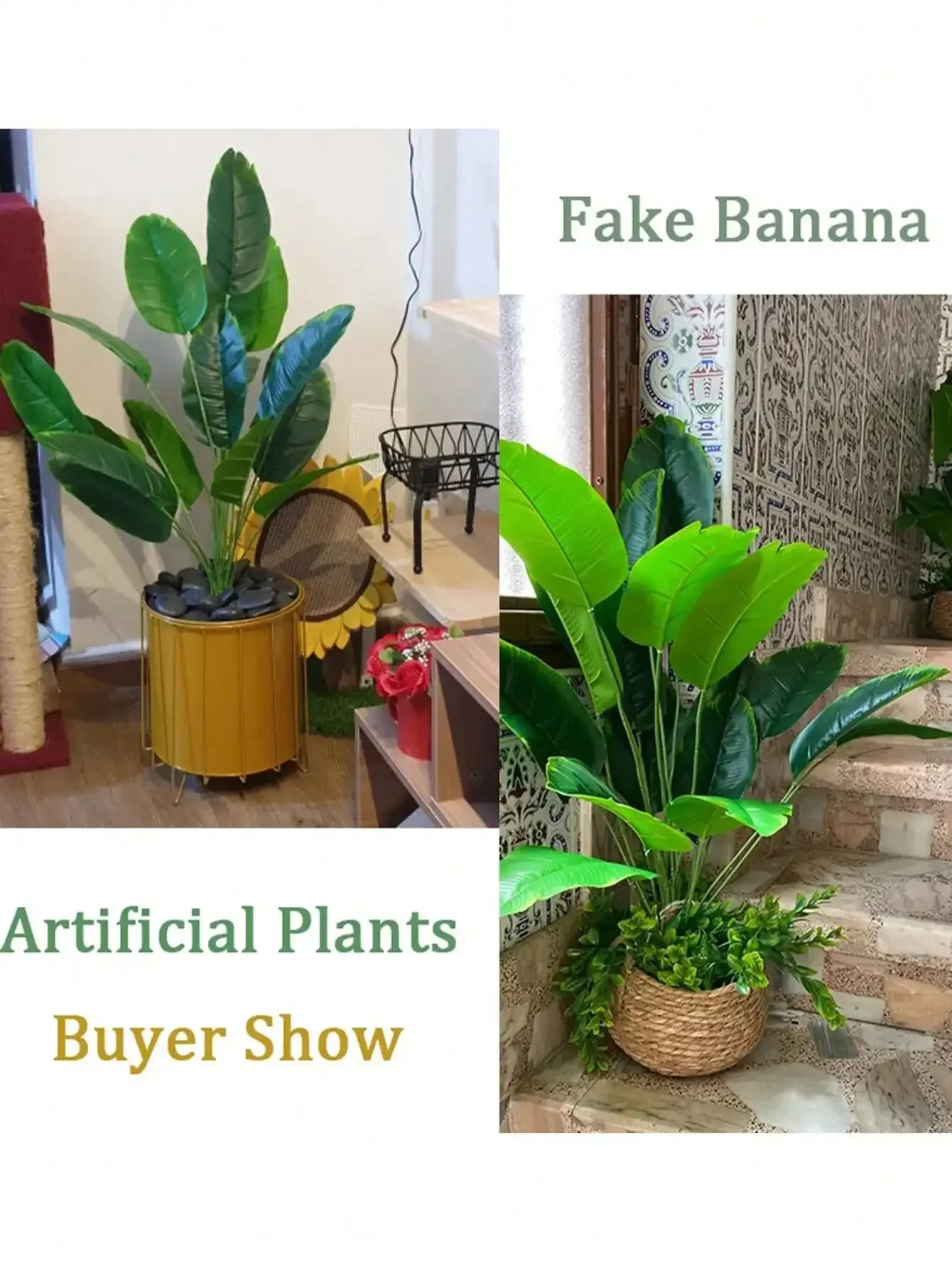 Artificial Plants Tropical Palm Tree Banana Plants Leaves For Home Garden Decor
