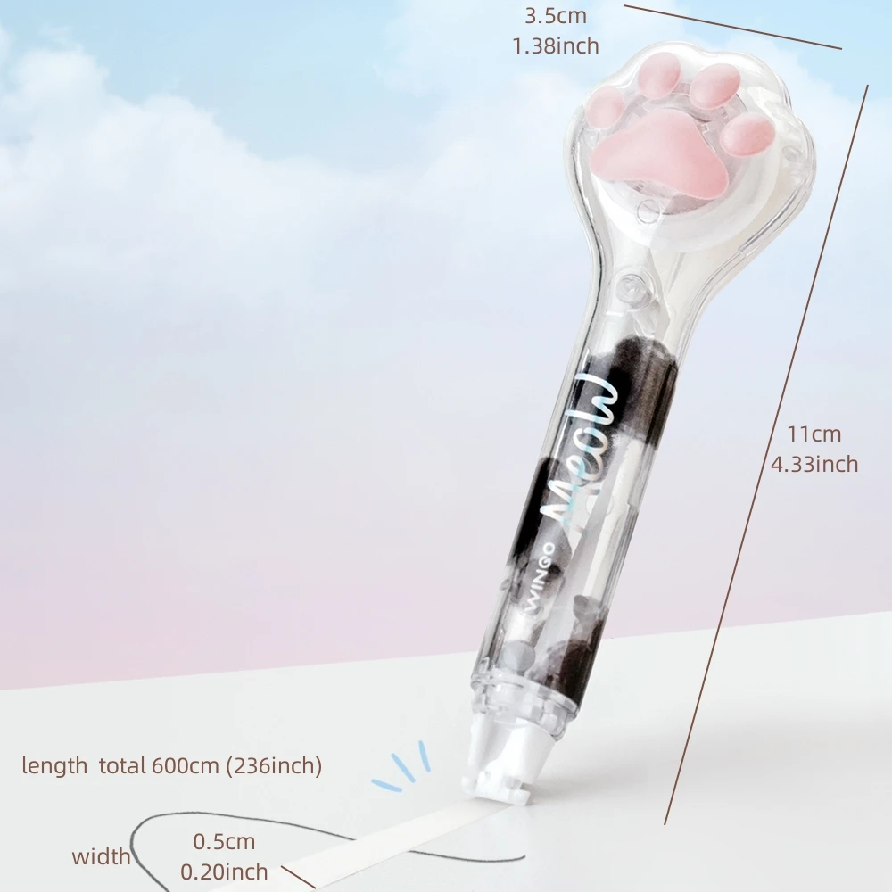 Cat Paw Correction Tape Cartoon Meow Portable Sized 6m*5mm Office School Correcting Tools