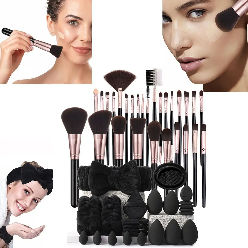 39Pcs Powder Puff Makeup Brushes Set Beauty Tool Blending Brushes Cosmetic Tool Kit Foundation Brush Portable Makeup Tool Set