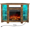 Fireplace Corner TV Stand, 47 Inch TV Stand with Power Outlets and LED Lights, Rustic TV Console, Entertainment Center Living 1