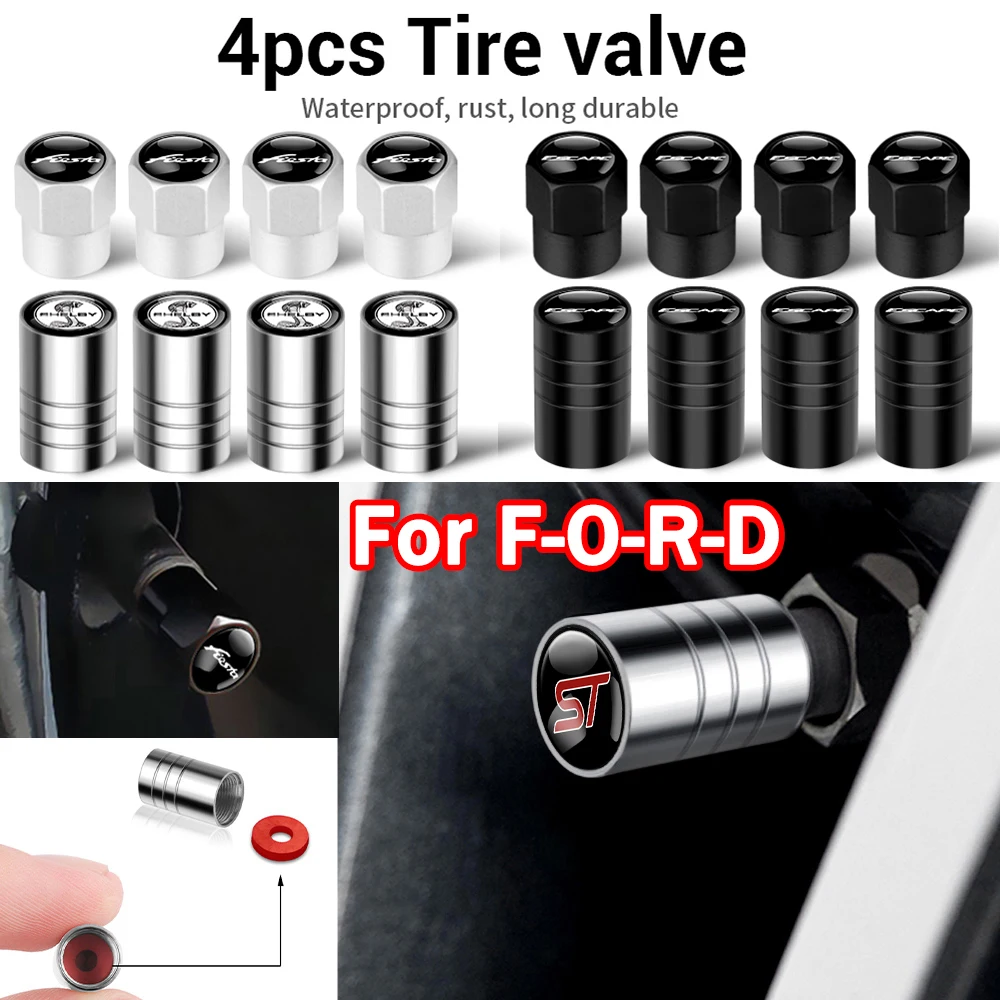 4Pcs Car Metal Wheel Tire Valve Air Stem Caps Cover Per Ford Focus 2 Mk2 Ranger Mondeo Mk4 Mustang Fiesta Mk7 S Max Kuga Shely