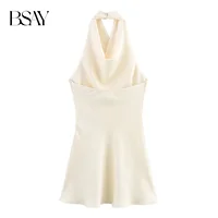 BSAY Satin Texture Dress for Women Fashion Summer New Sleeveless Backless Halter Neck Chic Female Evening Dresses Mujer - Image 5