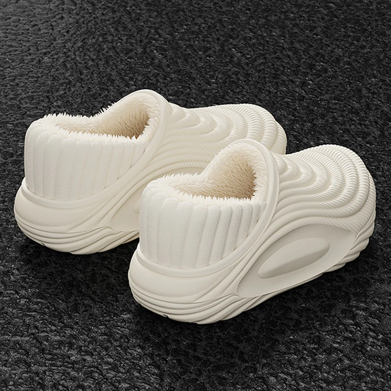 Comfortable Waterproof Cotton Slippers Women Outdoor Bag Heels Non Slip Plush Slippers Woman Soft Sole Fleece Warm Home Slides