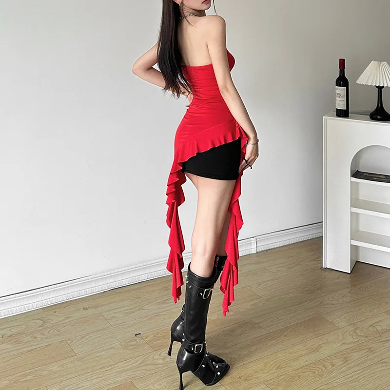 Nibber Autumn Fashion New Solid Sweet Gentle Mature Beautiful Confident High Street Cool Women Short Chest Wrap Tassel Dress