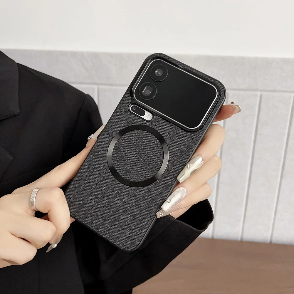 Premium Woven Fabric Texture Shockproof MagSafe Case with Magnetic Wireless Charging Compatibility