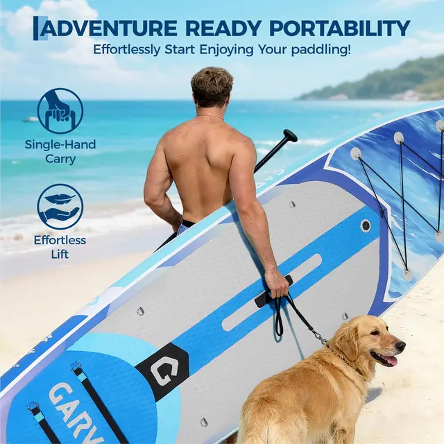 Extra Wide Stable Inflatable Stand Paddle Paddle Board for Adults & Youth – Ultra-Light PVC, Non-Slip EVA Deck, 450lbs Capacity, Adjustable Paddle, High Pressure Pump & Backpack