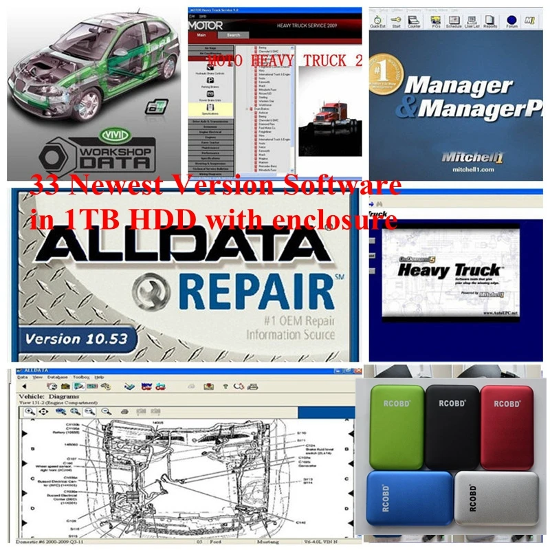 All Data Auto Repair Software Alldata 10.53 Mit-chell 2015v Vivid Workshop ATSG 30in1 1tb HDD Usb 3.0