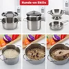 Kids Toy Pots and Pans Toys - Kitchen Play Set Pretend Cookware Mini Stainless Steel Cooking Utensils Development Toys 4