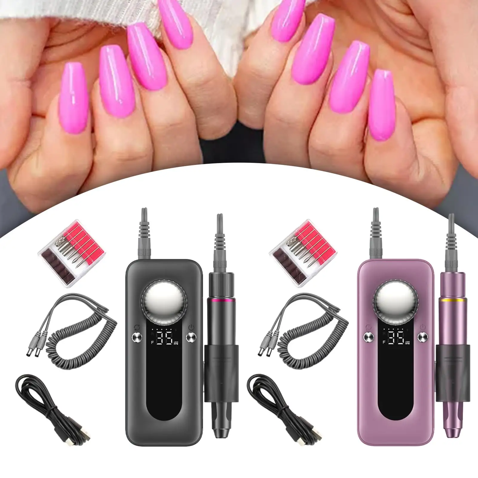 35000 RPM Nail Drill Rechargeable Valentines Day Gifts for Women Manicure Pedicure Tool for Acrylic Nails Gel Polishing Removing