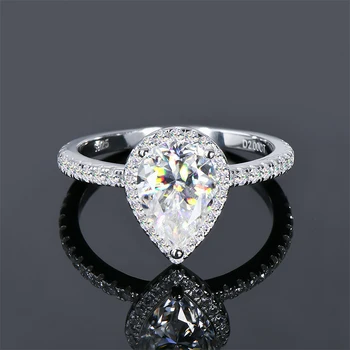 Pear Cut Moissanite Halo Engagement Rings for Women 925 Sterling Silver Ring Diamond Promise Wedding Band Jewelry Gifts 3