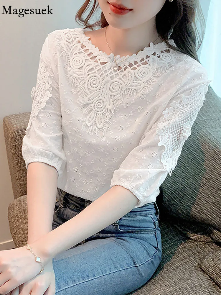 Women’s Embroidered Cotton Top | Casual Stylish Half Sleeve Shirt | S–XXL | Premium Quality