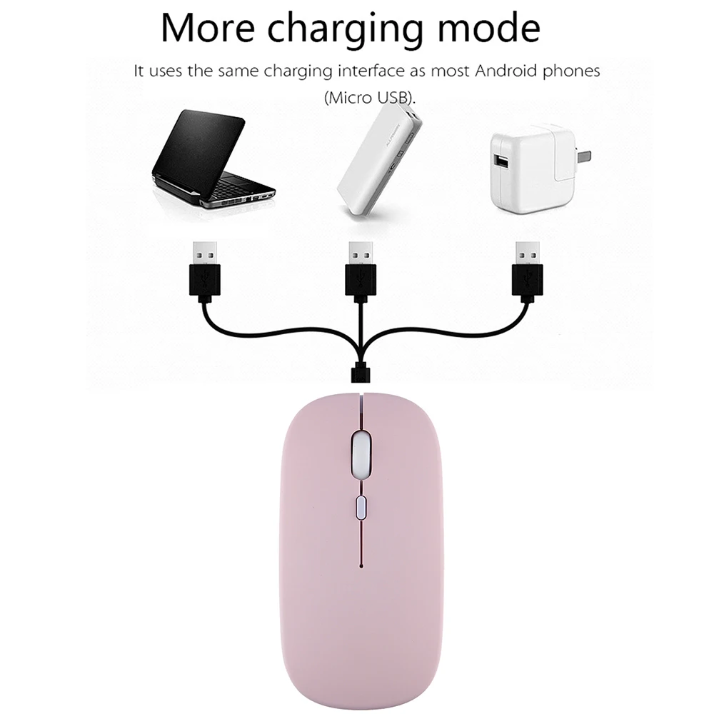 Wireless Rechargeable Bluetooth Noiseless Silent Mouse For Ipad Samsung Huawei Android Windows Tablet