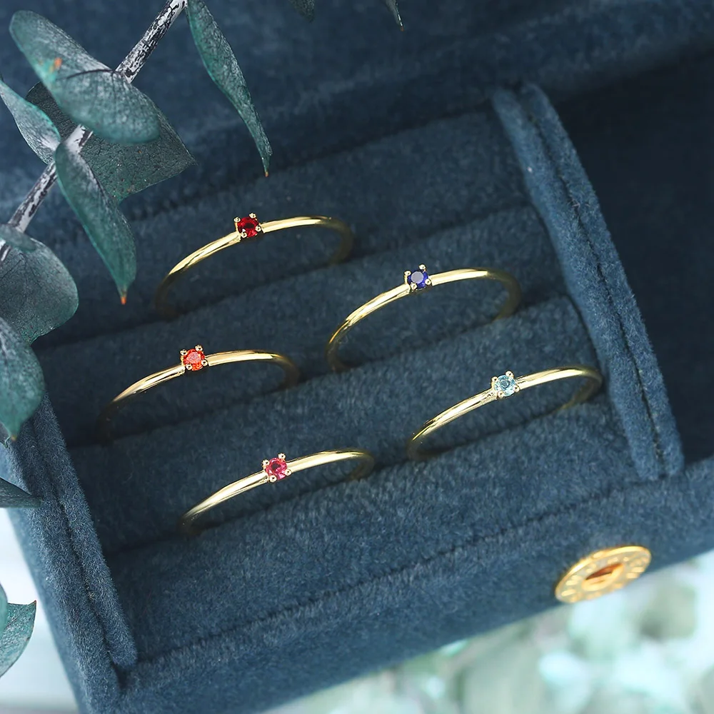 Women's Wedding Engagement Finger Rings Gold Color Zirconia