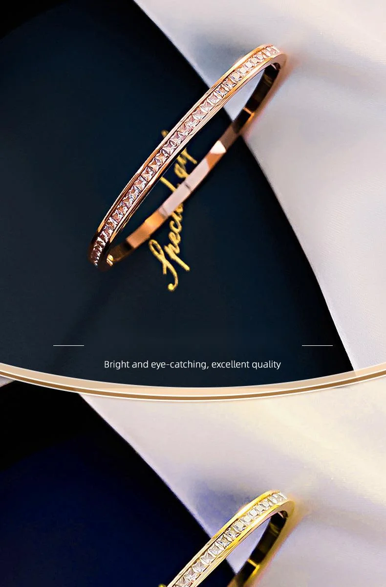 Round Diamond Inlaid Titanium Steel High-end Feel Ins Niche Design, Simple And Cool Style Bracelet_voghion.com