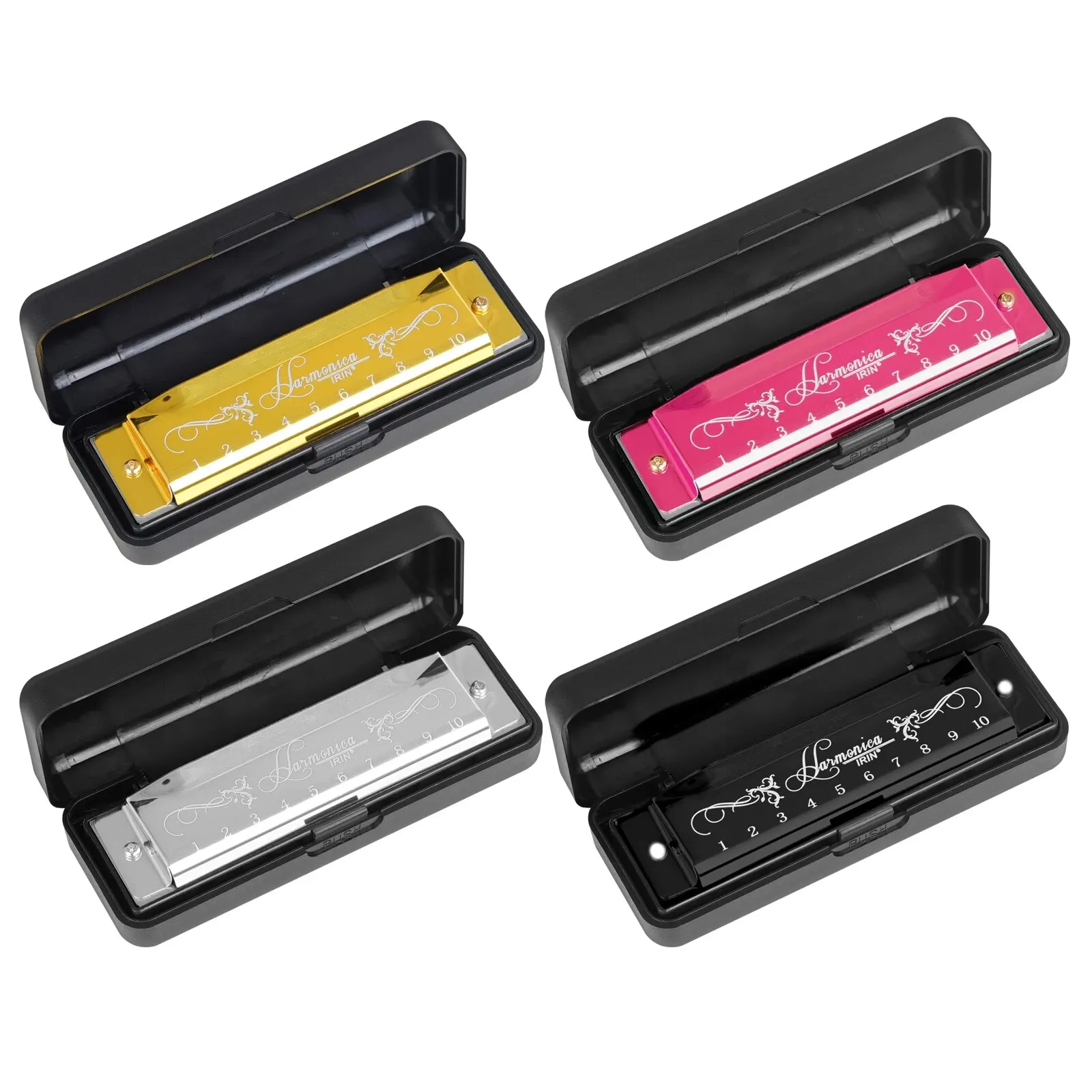 Chromatic harmonica diatonic harmonica 10 Hole 20 Tone Colorful C Key Woodwind Instrument Suitable for Beginners Teaching Playing Gift