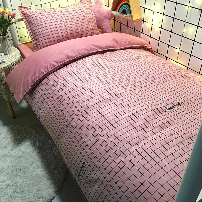 Cute Strawberry Bedding Set Pink Duvet Cover Flat Sheet Pillowcase Soft Bed Linens Single Girls Dormitory Bedroom Home Textile 3