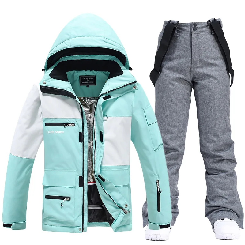 Ski Wear Women Winter Warm Ski Set Windproof Waterproof Snow Jacket Outdoor Sports Hot Equipm Snowboard Coat Trousers