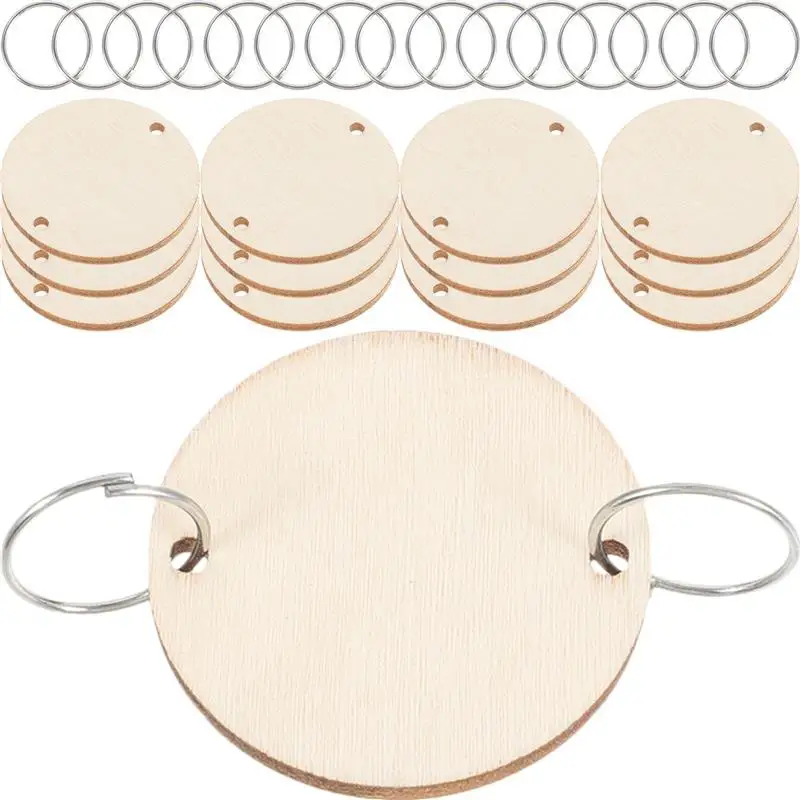 

50pcs Round Wooden Slices With 50 Iron Loops Set For Birthday Reminder Hanging Wooden Plaque Board DIY Calendar Decoration