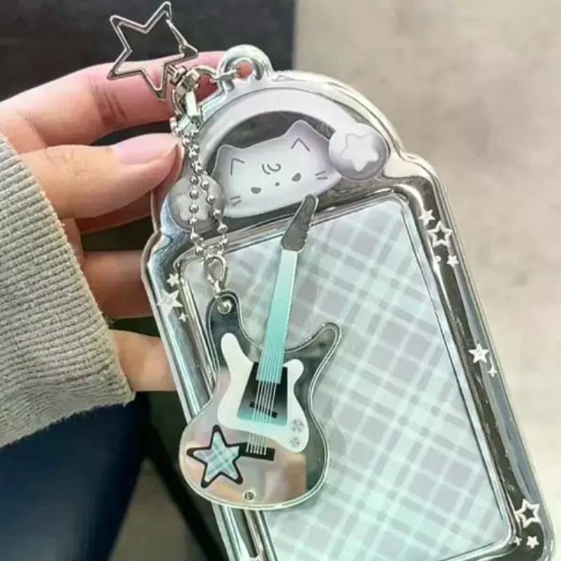 Kawaii 3 Inch Photocard Holder Bag Pendant Photo Frame Picture Display Stand Card Holder Student Keychain For Bag