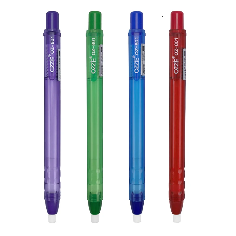 Pen Shape Press Type Pencil Eraser Replaceable Core Sketching Painting Writing 4 Colors