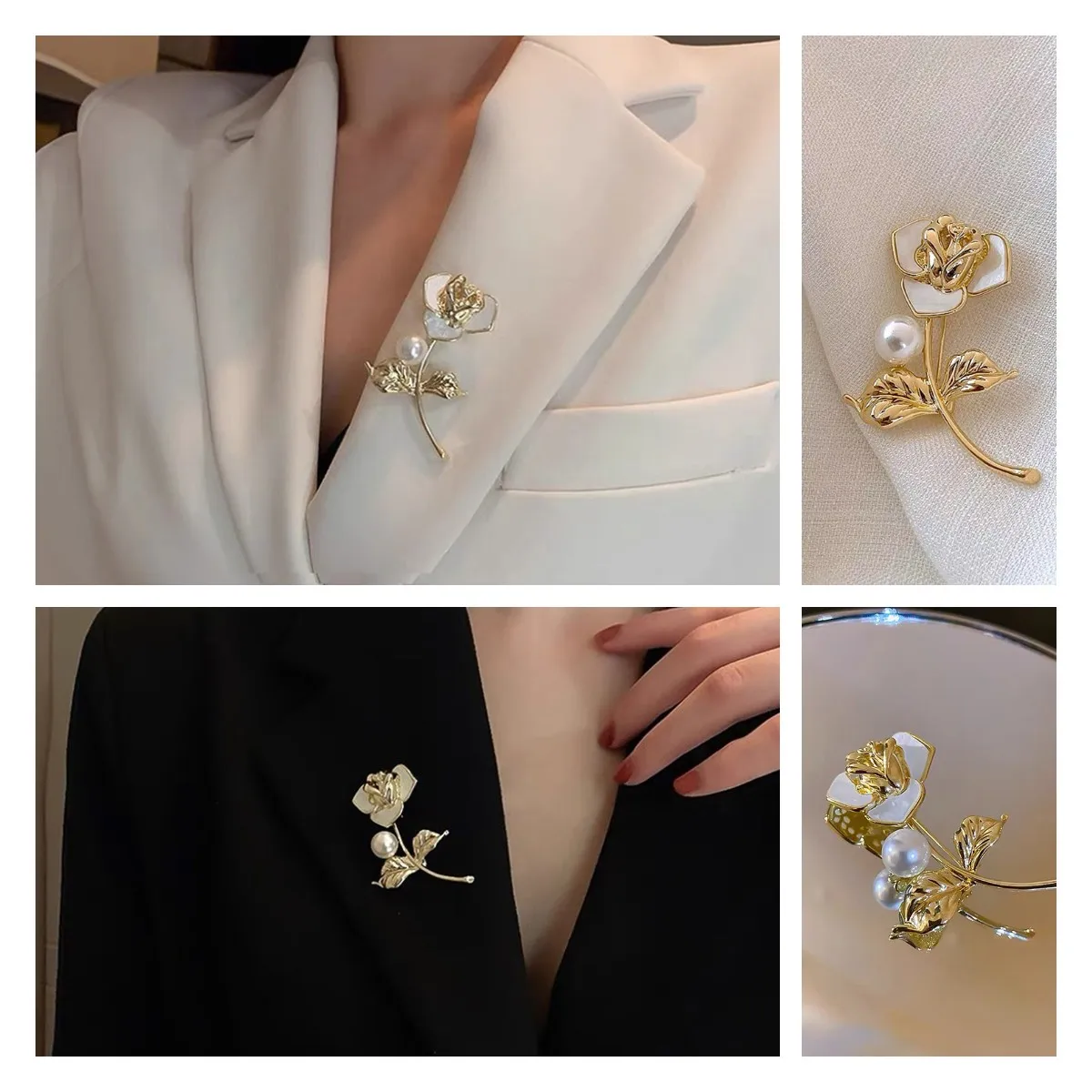 Shell Cute Black Tie Cat Spilla Smooth Opals Artificiali Corpetto Per Le Donne Collare Cappelli Spille Smaltate Bianche Spille Regali Per Ragazze