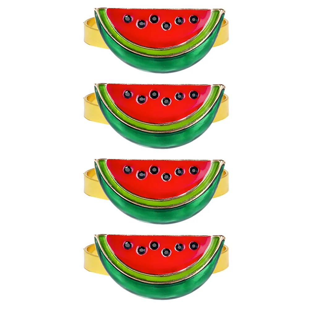 4Pcs 수박 냅킨 링 여름 과일 버클 냅킨 홀더 파티 피크닉 웨딩 테이블 액세서리 하와이 루아우 장식