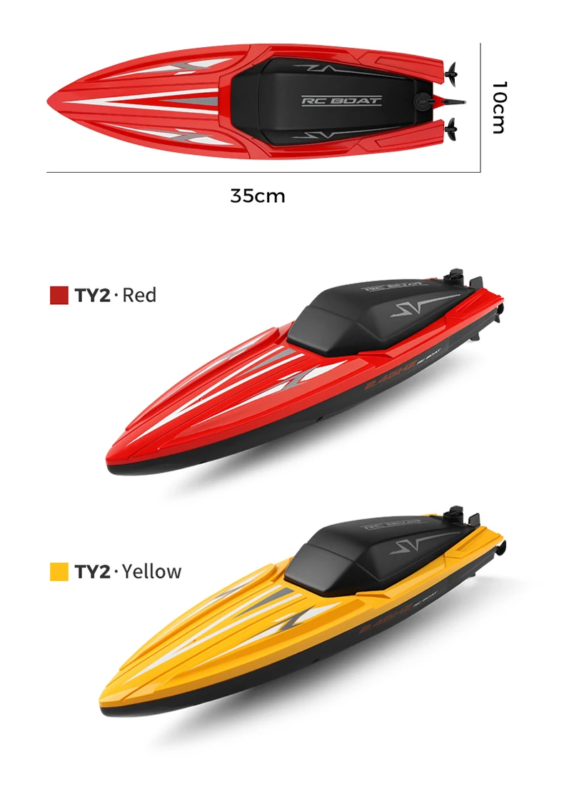Actionaufnahme des ferngesteuerten Schnellboots bei rasanten Kurvenfahrten auf dem Wasser.