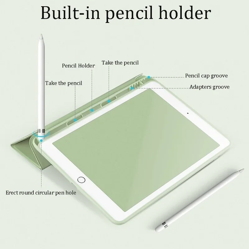 iPad Case For iPad Pro 11 10.2 9th 8th 9.7 Ari 2/3 Mini 5 10.5 Air 4 10.9 Smart Cover Pencil Holder