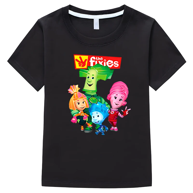 

Boys/Girls The Fixies Cartoon Graph T-Shirt Funny Short Sleeve Tops 100%Cotton Summer kids clothes y2k one piece girl clothes