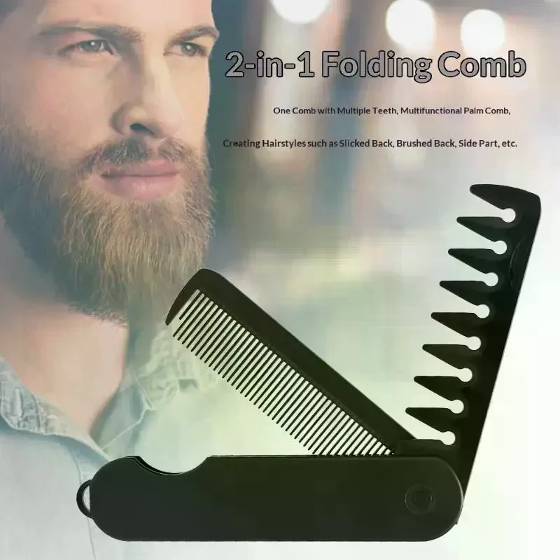 2 Pezzi Pettine Texturizzante Pieghevole a Denti Larghi per Capelli Voluminosi, Strumento Multifunzionale per lo Styling Uomo Donna - immagine 4