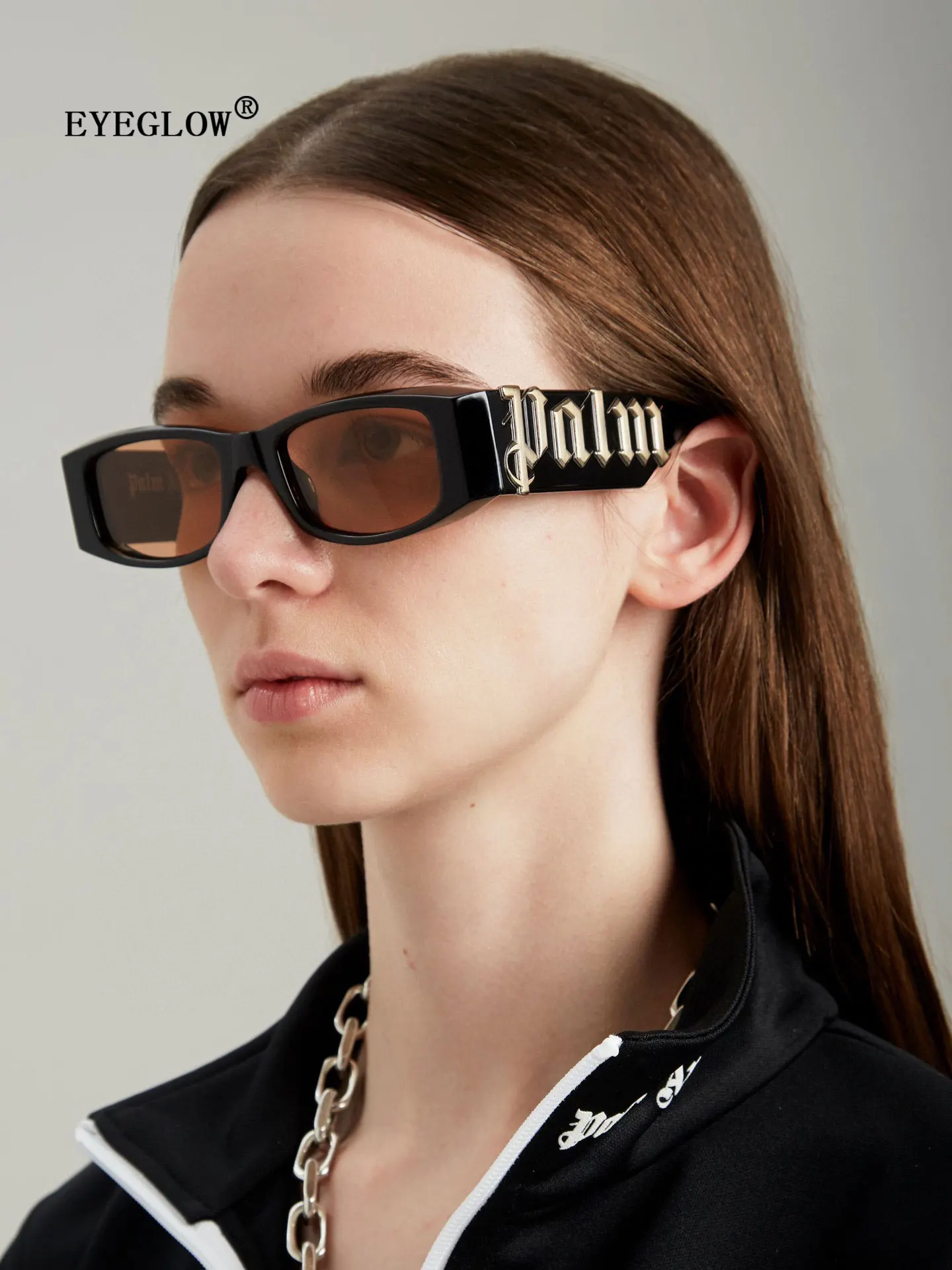Angels Fashion Sunglasses Male Black Frame Letter Palm hip-hop Trend Brand high-end sense Face-lift |