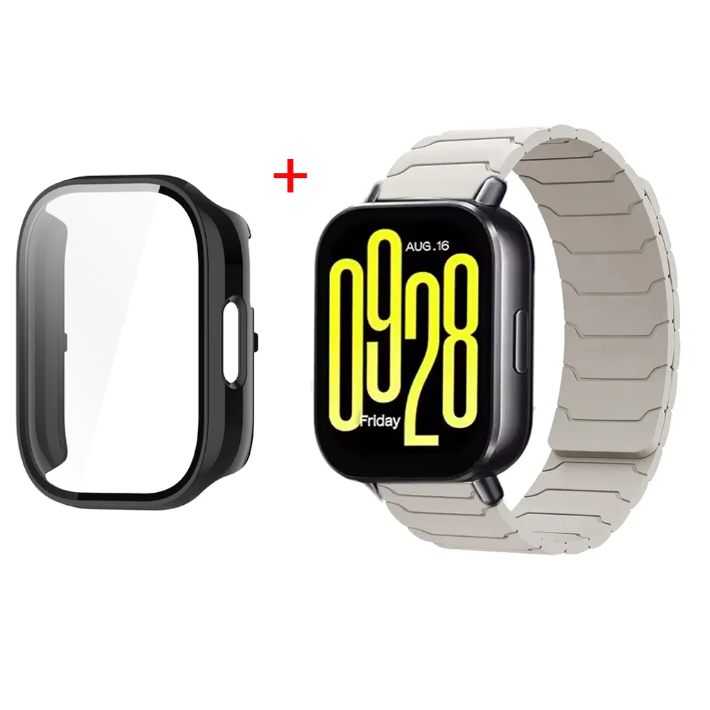 Magnetic Silicone Watch Strap with Protective PC Case & Glass Screen