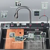 Kitchen Sink with Faucet Digital Display 304 Stainless Steel Large Single Slot Integrated Multifunction Waterfall Rain Sink Set 5