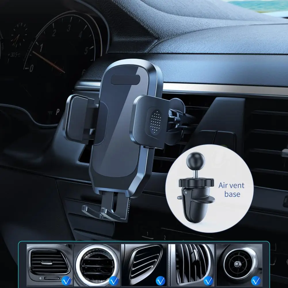 Unobstructed View  Practical Car Air Vent Clip Mount Mobile Phone Stand Non-slip Phone Holder Extended Arm Span   Car Accessory