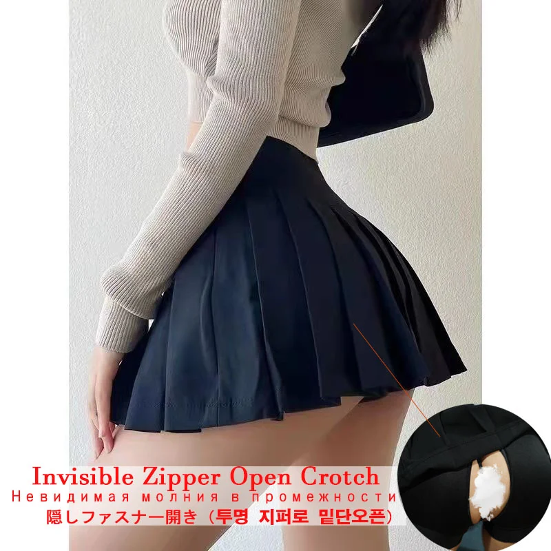

Плиссированная юбка с разрезом, женские летние невидимые брюки с открытыми сиденьями, Женская облегающая и сексуальная трапециевидная мини-юбка с высокой талией, Женская юбка для секса