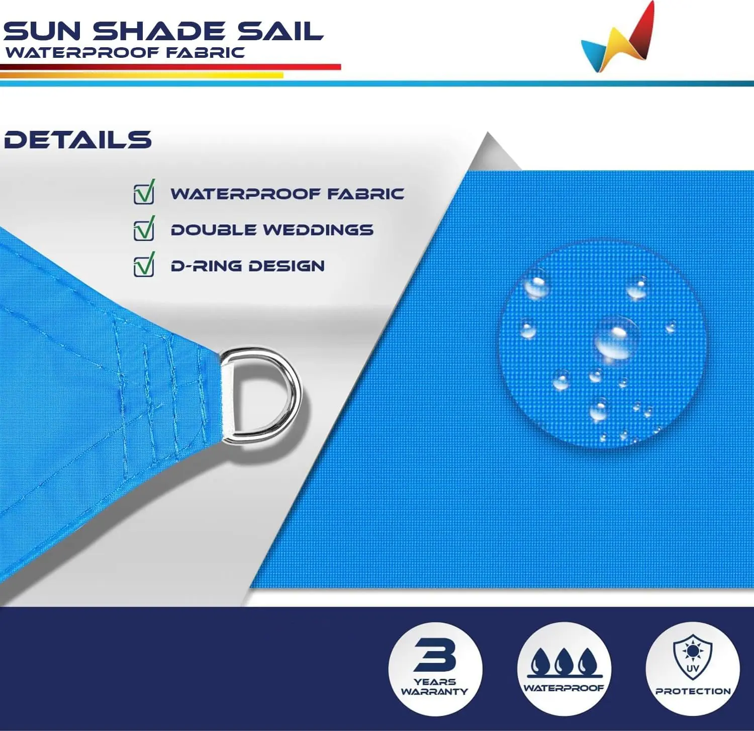 Waterproof 14' x 14'x14' Triangle Sun Shade Sail Canopy Cover UV Blockage for Pergola Patio Deck Balcony Yard Outdoor (Sky Blue)