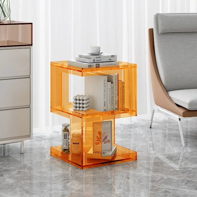 Acrylic Sofa Edge Table Modern Living Room Coffee Table Creative Transparent Bedroom Bedside Small Unit Furniture