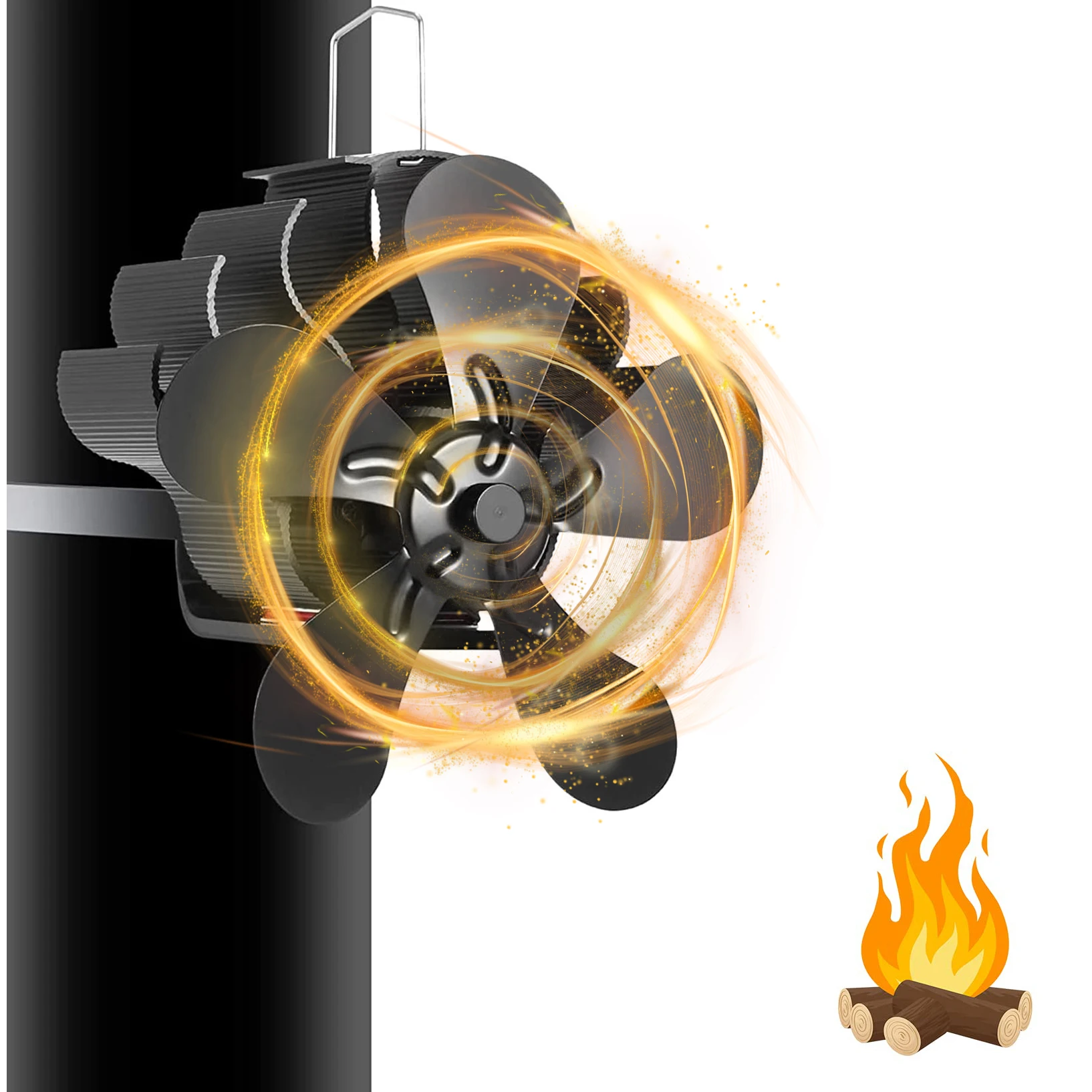 Fireplace Fan, Stove Fan Without Electricity, Quiet Log Burner Fan with 5 Blades,Chimney Heat Distributor Wood Stoves