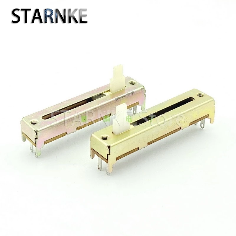 2PCS 50mm Single 4Pin B5K Straight Slide Potentiometer Amplifier Audio Mixer Sound And Light Adjustment Fader Handle Length 10mm