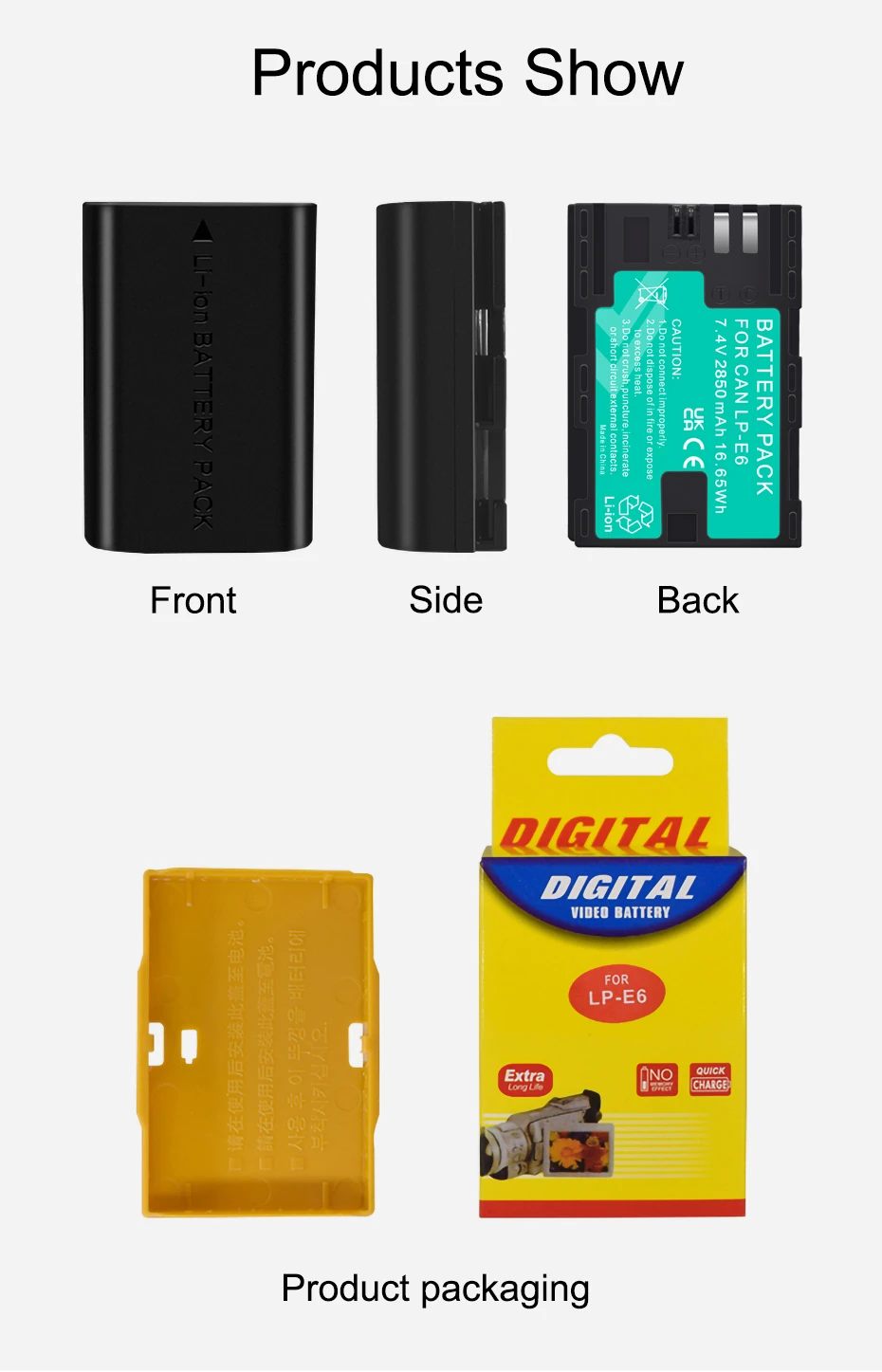 2850mah lp e6 lpe6 LP-E6 e6n LP-E6N