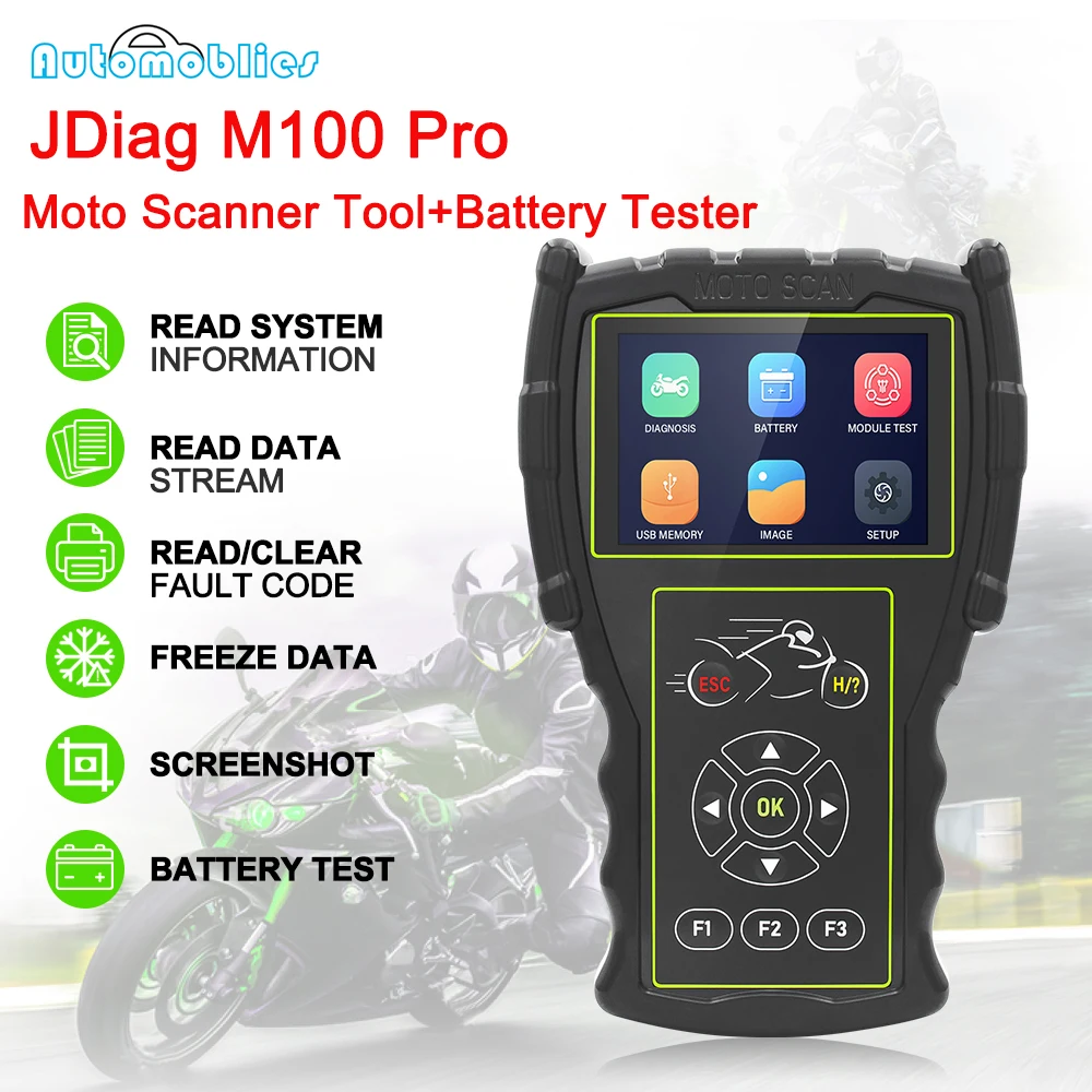 Новый JDiag M100 Pro мотоциклетный сканер для KTM батарея тестер OBD2 диагностические мото