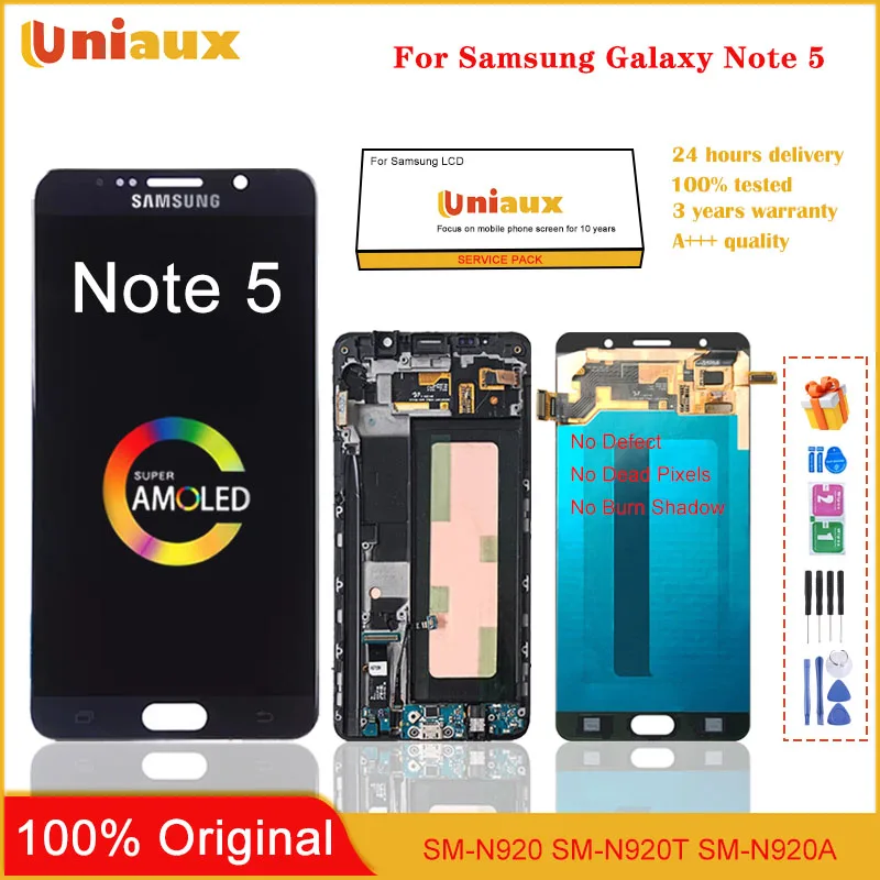 

5.7'' Original AMOLED For Samsung Galaxy Note 5 LCD N920 N920F N920A N920C Display Touch Screen Digitizer For Galaxy Note5 LCD