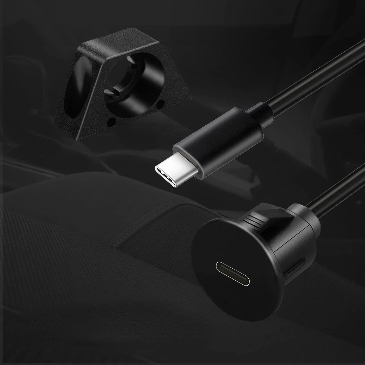 소형 USB C 3.0 수-C 타입 암 플러시 마운트 패널, 익스텐션 데이터 케이블, 자동차 트럭 보트 오토바이 대시 보드용