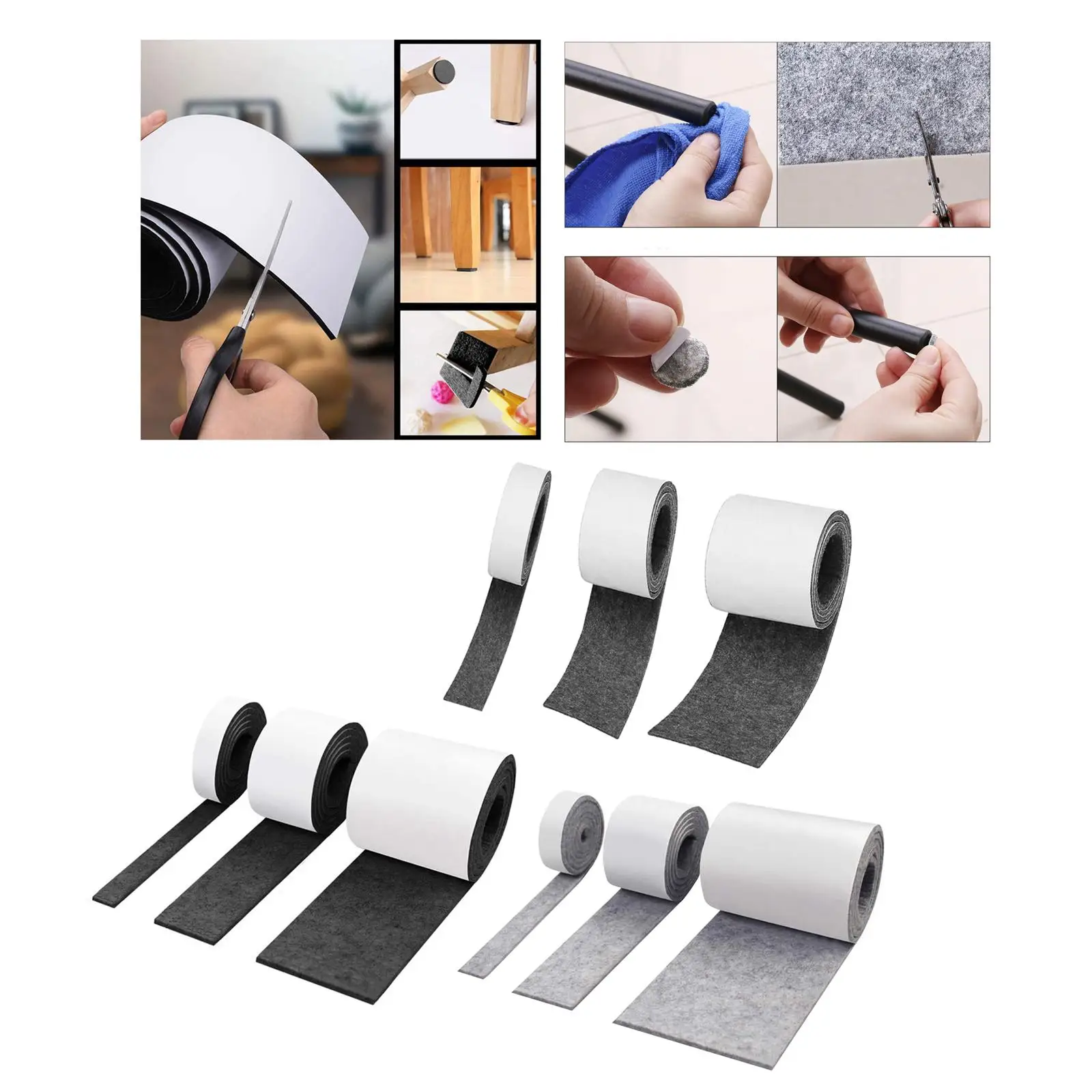 3 Pieces Self Adhesive Felt Tape Hard Surface Protector Polyester Felt  Strip - AliExpress