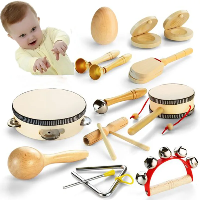 Music Toys Baby Educational Learning Musical Instrument Child Game Montessori Wooden Rattle Newborn 0 12 Months