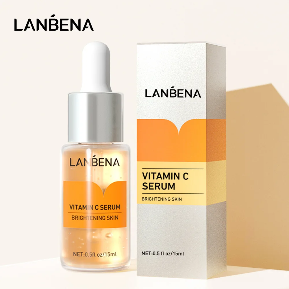 

LANBENA Vitamin C Whitening Facial Serum Lighten Skin Brightening Essence Fade Dark Spots Remove Freckle Speckle Face Care