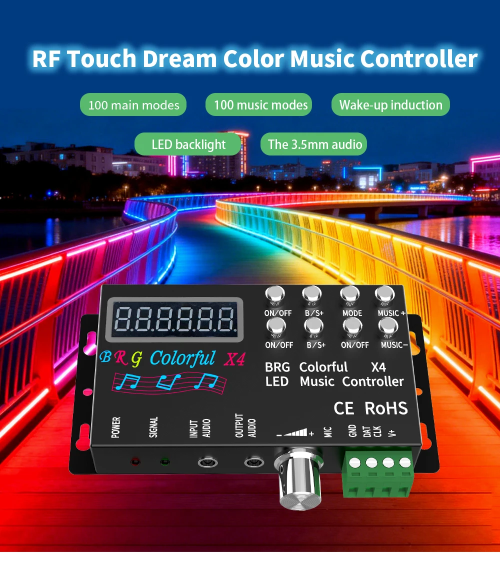 WS2815 WS2811 UCS1903 LED Strip Light Controller DC12-24V - Music, Colorful X4, BRG Remote SPI Pixels 3 WS2815 WS2811 UCS1903 LED Strip Light Controller DC12-24V - Music, Colorful X4, BRG Remote SPI Pixels