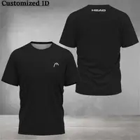 New Men Fitness Short Sleeve Men's Solid Color Printed Tennis Clothing Breathable Head Badminton Sports Clothing Golf Clothing 1