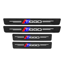 

4pcs Car Stickers Door Carbon Leather Fiber Sill Plate Protector Trunk Decals Cover For CHERY TIGGO 3 4 5 7 PRO 8 Accessories